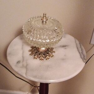 Elegant Glass and Gold Bathroom Jar